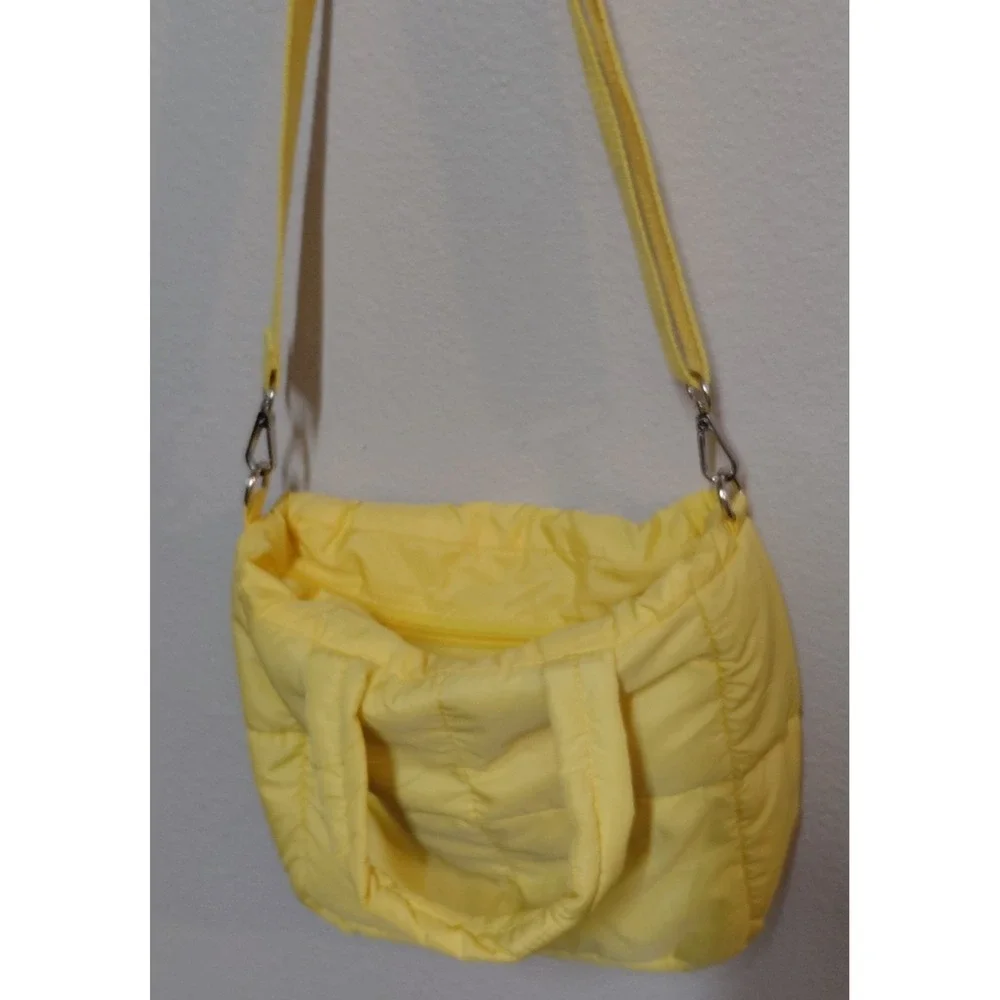 OFFLINE By Aerie Puff Love Tote Bag Natural Yellow Quilted Puffy Crossbody 10.5